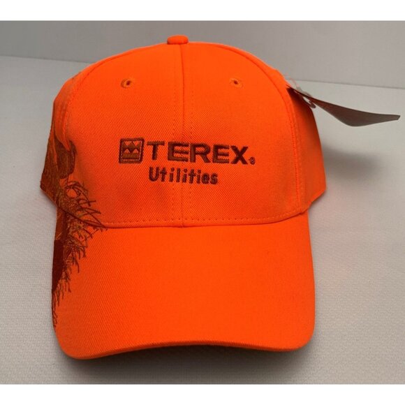 Blaze Orange Dri Duck Ball Cap Ring Neck Pheasant Hunting Terex Utilities NEW - Picture 3 of 9